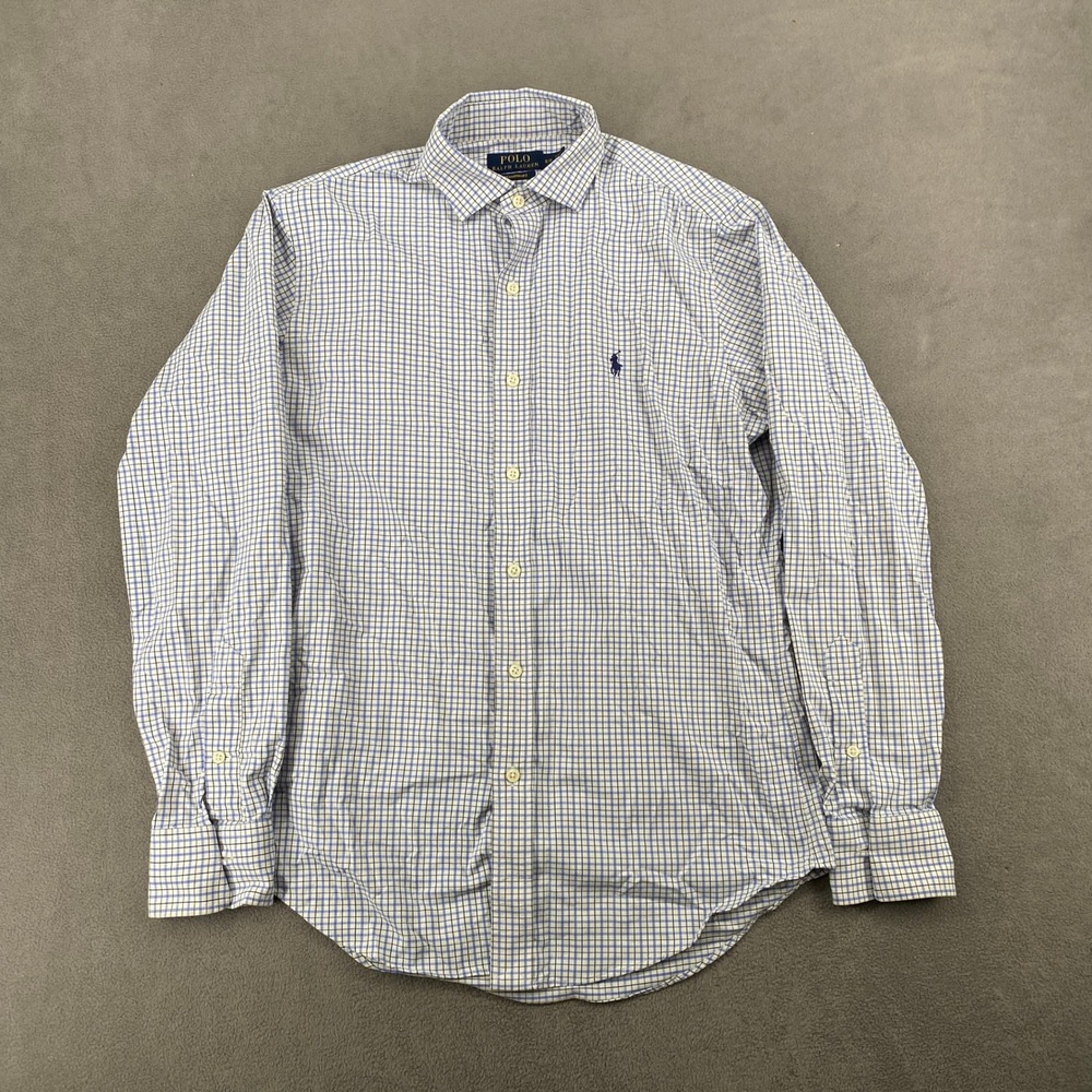 Polo Ralph Lauren Performance Shirt Mens Small Blue Gingham Stretch Button Down